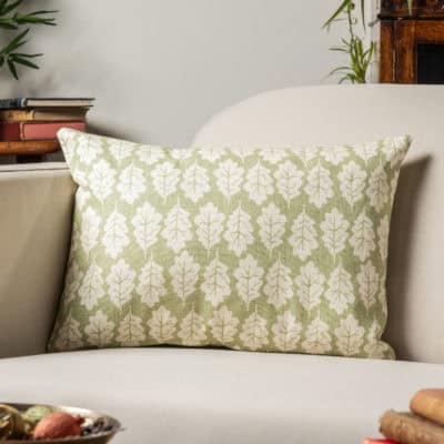 Autumn Leaf Boudoir Cushion in Sage