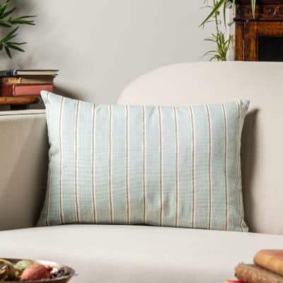 Cambridge Stripe Boudoir Cushion in Duck Egg