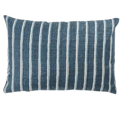 Cambridge Stripe Boudoir Cushion in Denim Blue