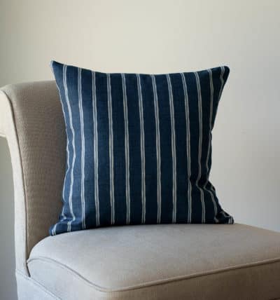 Cambridge Stripe Cushion in Indigo