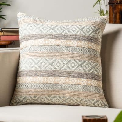 Aztec Boucle Chenille Cushion in Grey