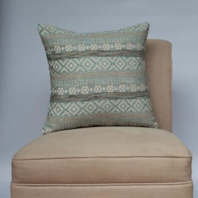 Aztec Boucle Chenille Cushion in Duck Egg Blue