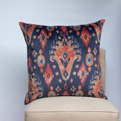 Siam Velvet Extra-Large Cushion in Terracotta and Navy