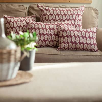 Autumn Leaf XL Rectangular Cushion in Mulberry