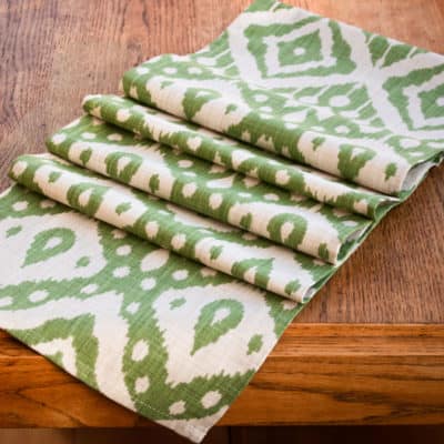 Moroccan Kilim Print Table Runner in Forest Green