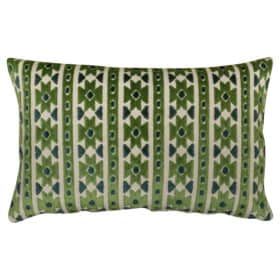 Kashan Geometric Cut Velvet XL Rectangular Cushion in Emerald Green