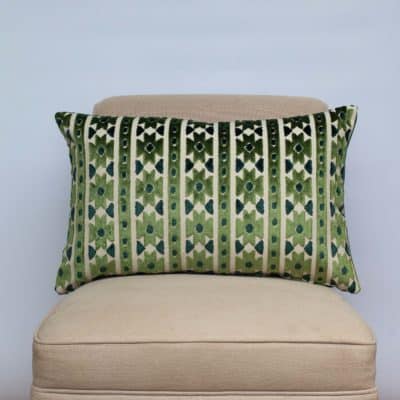 Kashan Geometric Cut Velvet XL Rectangular Cushion in Emerald Green