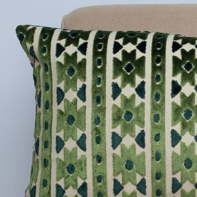 Kashan Geometric Cut Velvet XL Rectangular Cushion in Emerald Green