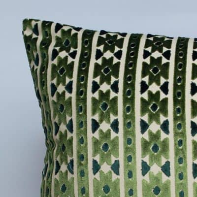 Kashan Geometric Cut Velvet Extra-Large Cushion in Emerald Green
