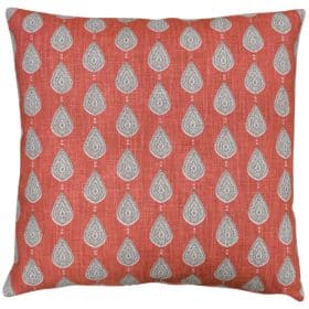 Kerala Batik Cushion in Scarlet Red