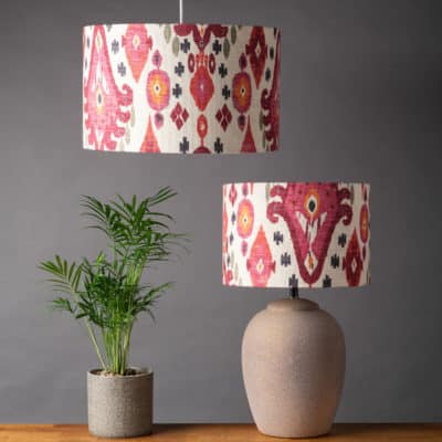Linen Blend Ikat Pink and Orange Lampshade