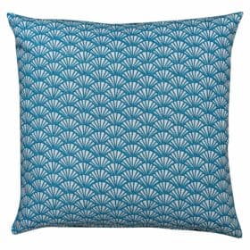 Manhattan Art Deco Print Cushion Cover in Teal Blue