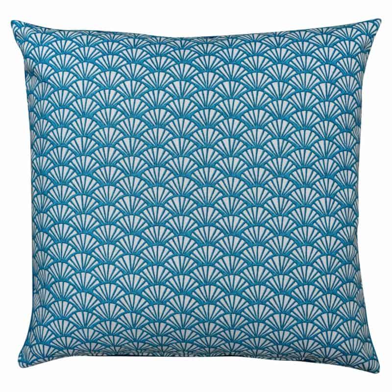 Manhattan Art Deco Print Cushion Cover in Teal Blue