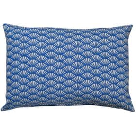 Manhattan Art Deco Print Boudoir Cushion Cover in Navy Blue