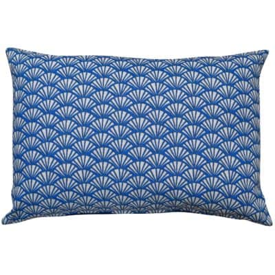 Manhattan Art Deco Print Boudoir Cushion Cover in Navy Blue