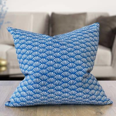 Manhattan Art Deco Print Cushion Cover in Navy Blue