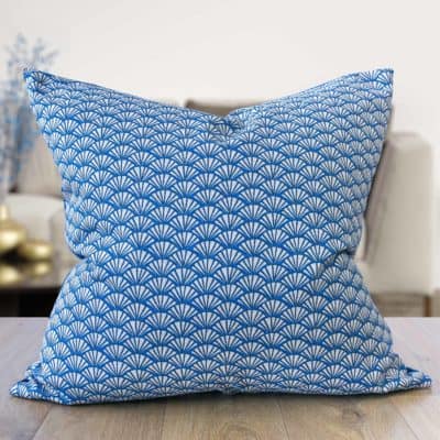 Manhattan Art Deco Print Extra-Large Cushion Cover in Navy Blue