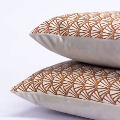 Manhattan Art Deco Print Cushion Cover in Terracotta