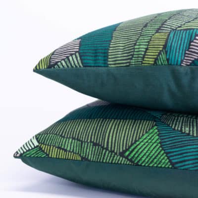 Botanic Abstract Leaf Cushion in Green