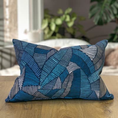 Botanic Abstract Leaf Boudoir Cushion in Blue