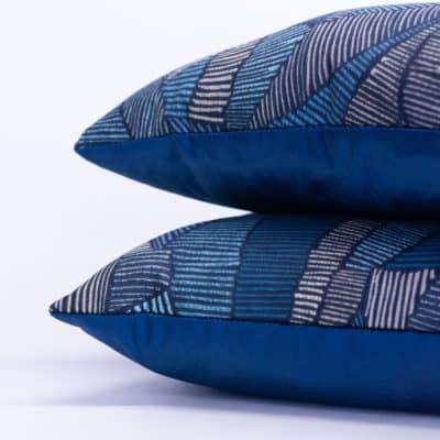 Botanic Abstract Leaf Boudoir Cushion in Blue