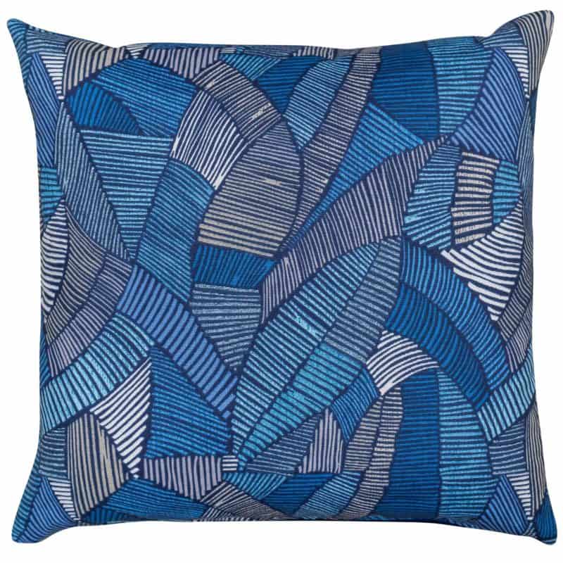 Botanic Abstract Leaf Cushion in Blue