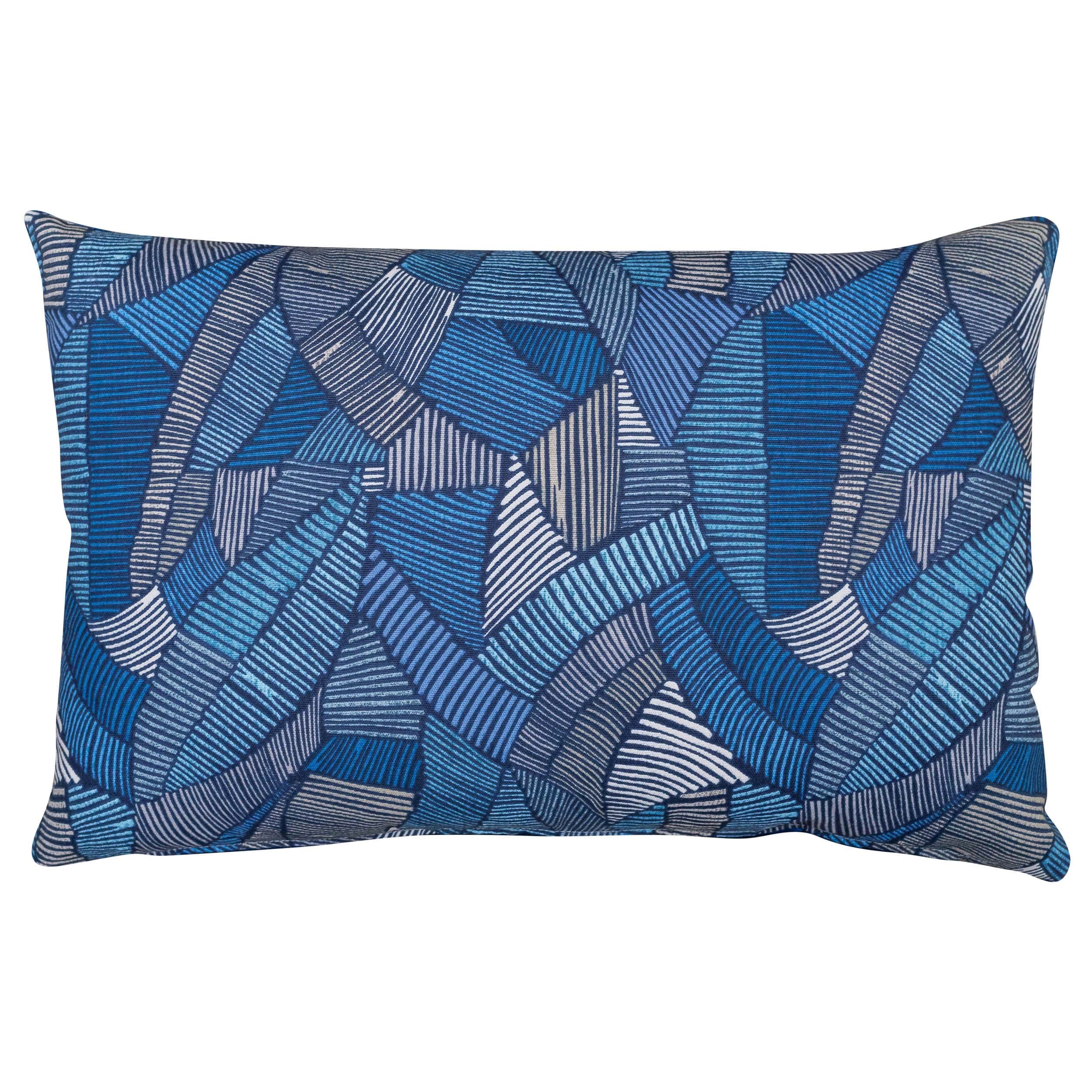 Botanic Abstract Leaf XL Rectangular Cushion in Blue