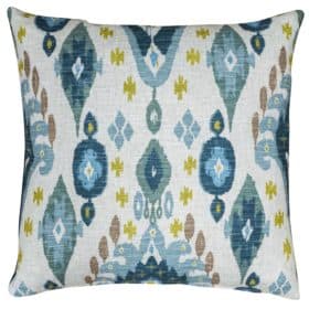 Heavyweight Linen-blend Ikat Cushion in Blue