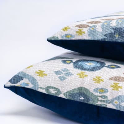 Heavyweight Linen-blend Ikat Cushion in Blue