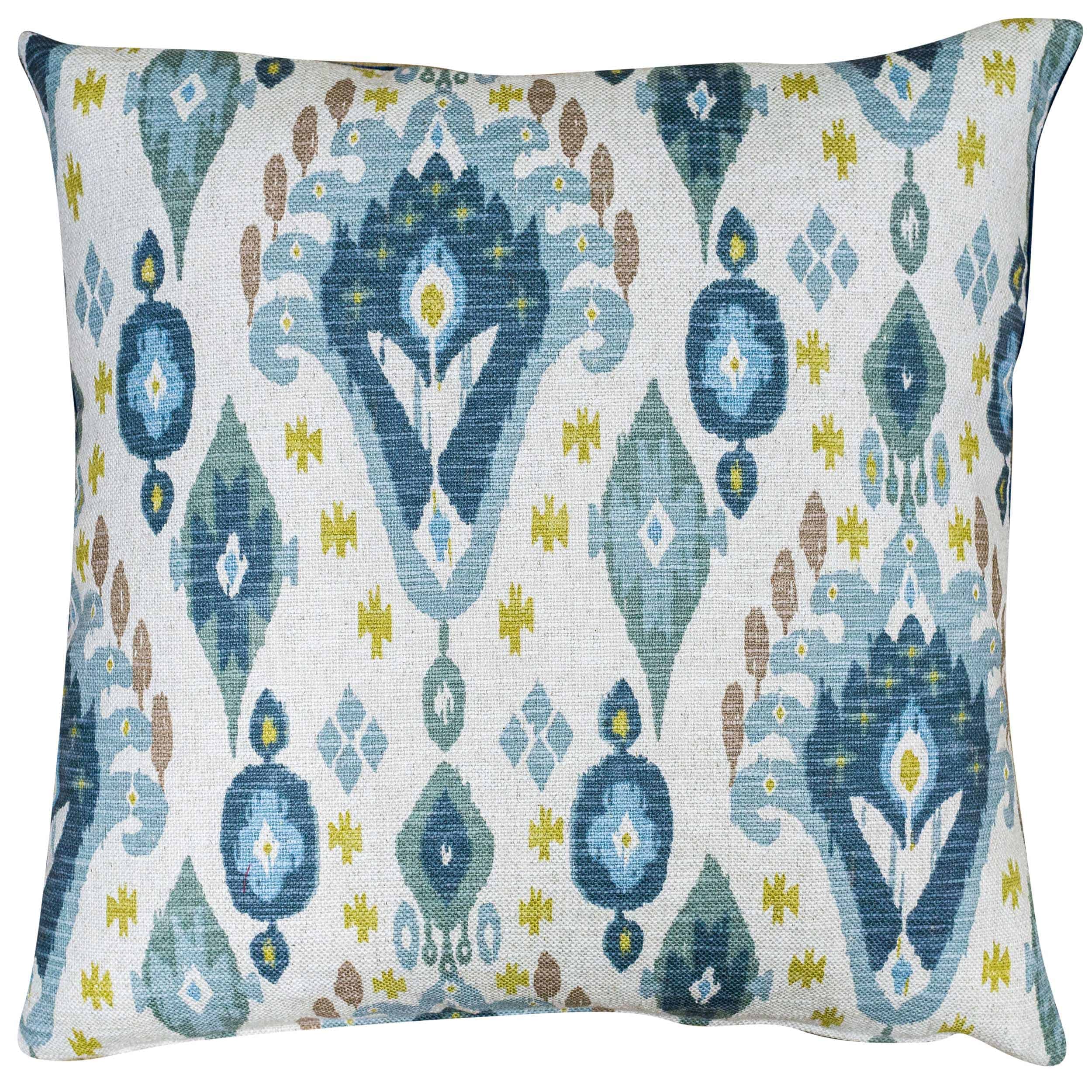 Heavyweight Linen-blend Ikat Extra-Large Cushion in Blue