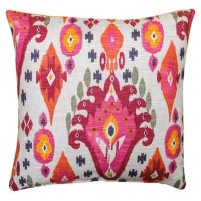 Heavyweight Linen-blend Ikat Cushion in Pink and Orange