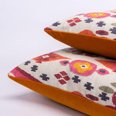 Heavyweight Linen-blend Ikat Cushion in Pink and Orange