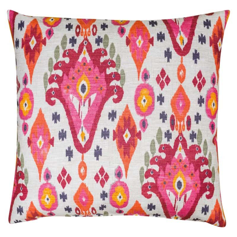 Heavyweight Linen-blend Ikat Extra-Large Cushion in Pink and Orange