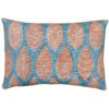 Indira Leaf Print Boudoir Cushion in Teal and Burnt Orange