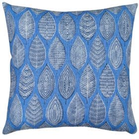 Indira Leaf Print Extra-Large Cushion in Denim Blue