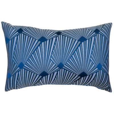 Avenue Art Deco XL Rectangular Cushion in Navy Blue Linen Loft