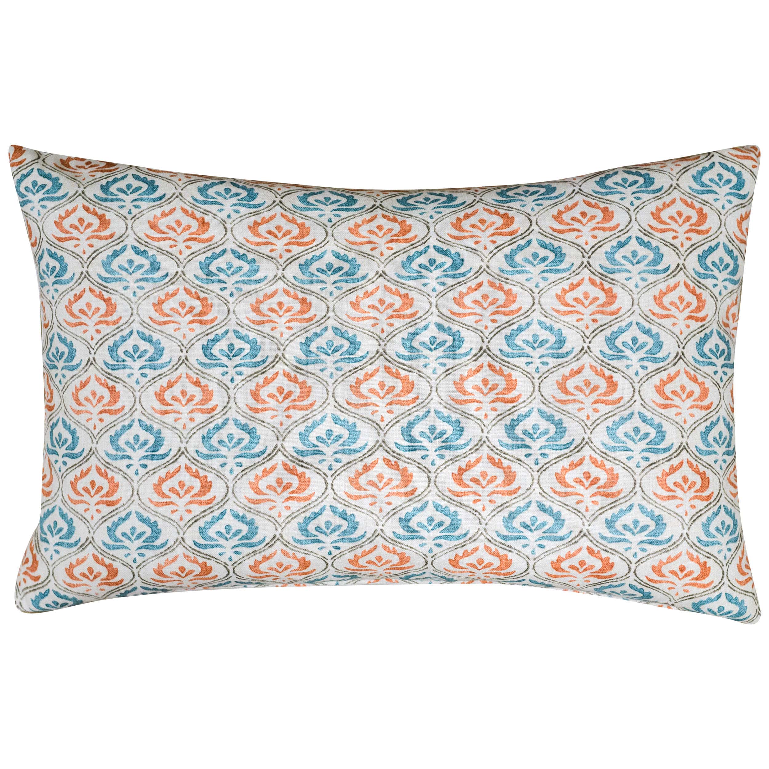 Tamil Batik XL Rectangular Cushion in Teal and Orange