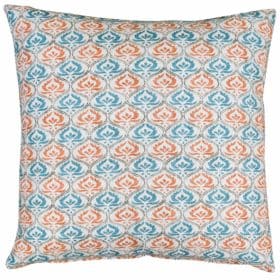 Tamil Batik Extra-Large Cushion in Teal and Orange