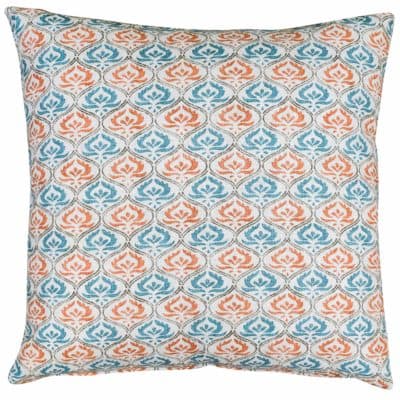Tamil Batik Extra-Large Cushion in Teal and Orange