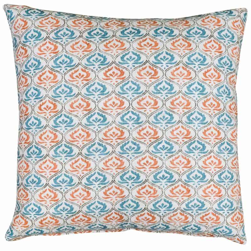 Tamil Batik Extra-Large Cushion in Teal and Orange