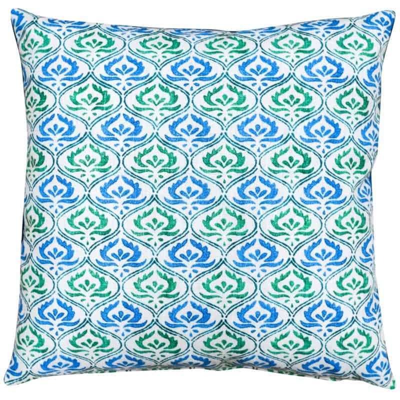 Tamil Batik Cushion in Jade Green and Blue