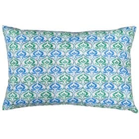 Tamil Batik XL Rectangular Cushion in Jade Green and Blue
