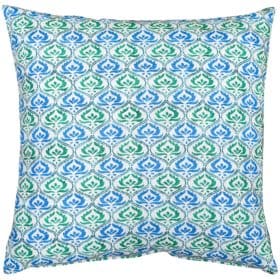 Tamil Batik Extra-Large Cushion in Jade Green and Blue