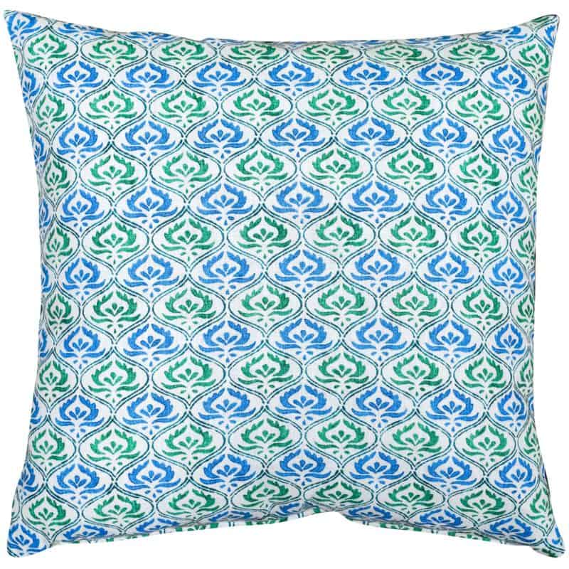 Tamil Batik Extra-Large Cushion in Jade Green and Blue