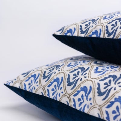 Tamil Batik Extra-Large Cushion in Indigo Blue