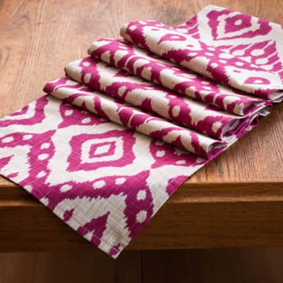 Moroccan Kilim Print Table Runner in Bright Pink