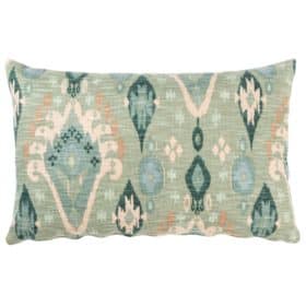 Heavyweight Linen-blend Ikat XL Rectangular Cushion in Sage Green