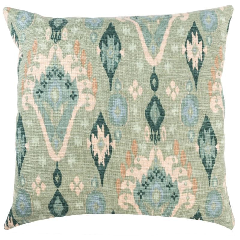 Heavyweight Linen-blend Ikat Extra-Large Cushion in Sage Green