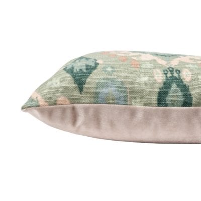 Heavyweight Linen-blend Ikat Extra-Large Cushion in Sage Green