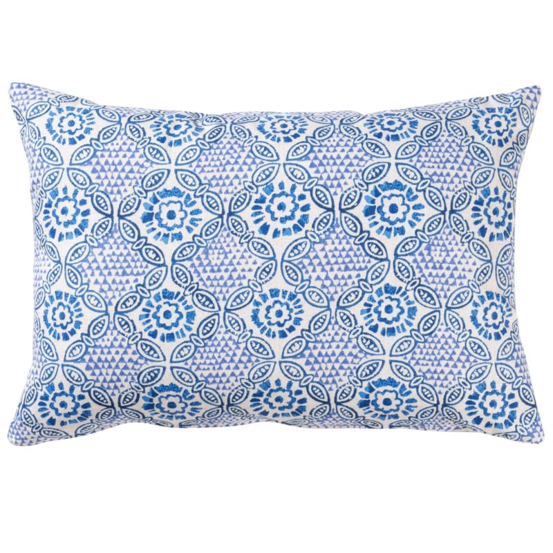 Cordoba Print Boudoir Cushion in Indigo Blue